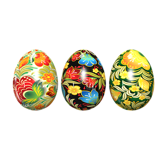 Decorative Easter Eggs Floral Patterns PNG Image