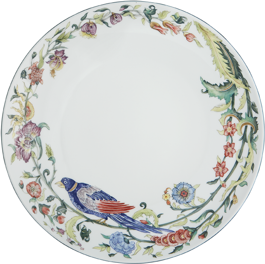 Decorative Floral Bird Plate PNG Image