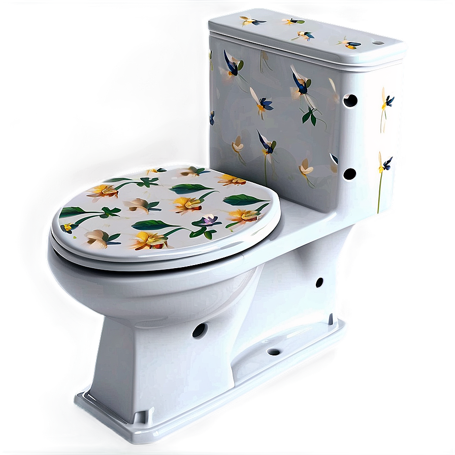 Decorative Floral Pattern Toilet Png 05042024 PNG Image