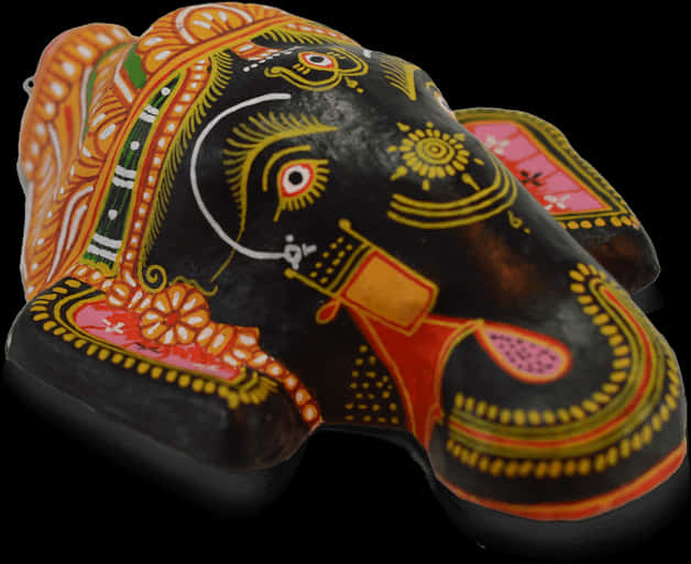 Decorative Ganpati Elephant Head Art PNG Image