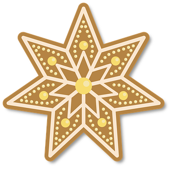 Decorative Gingerbread Star Cookie PNG Image