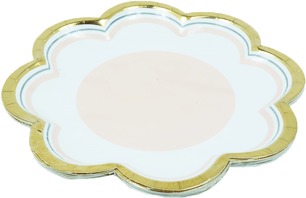 Decorative Gold Trimmed Paper Plate PNG Image