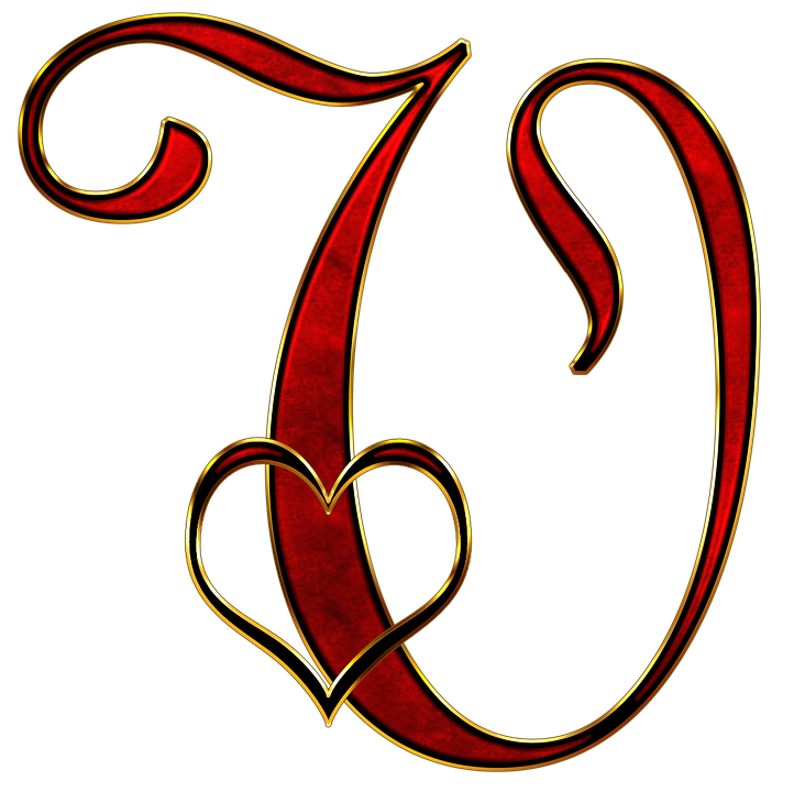 Decorative Letter Dwith Heart PNG Image