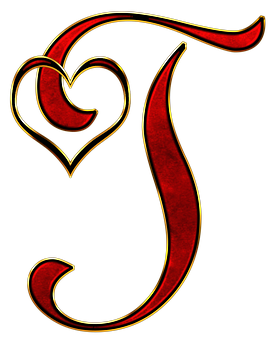 Decorative Letter Jwith Heart PNG Image