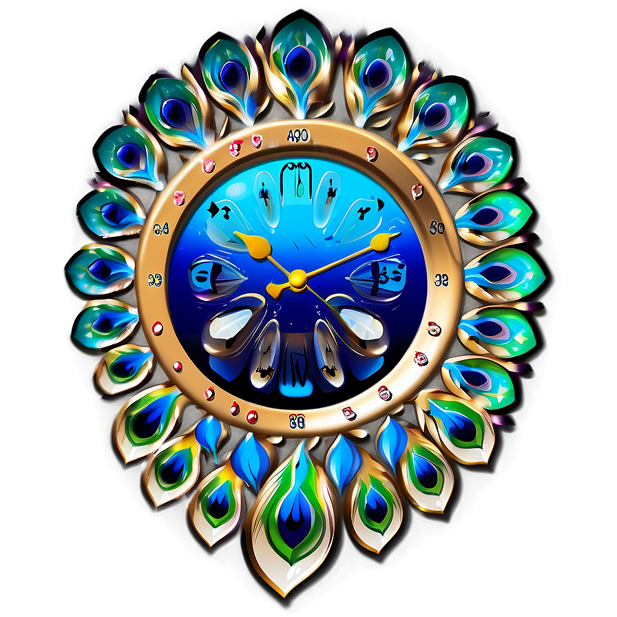 Decorative Peacock Clock Png 04292024 PNG Image