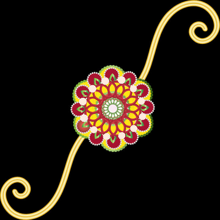 Decorative Rakhi Designon Black Background PNG Image