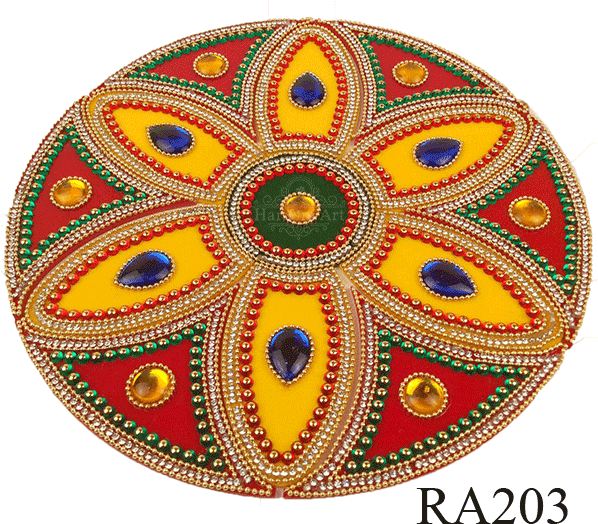 Decorative Rangoli Designwith Beadsand Stones PNG Image