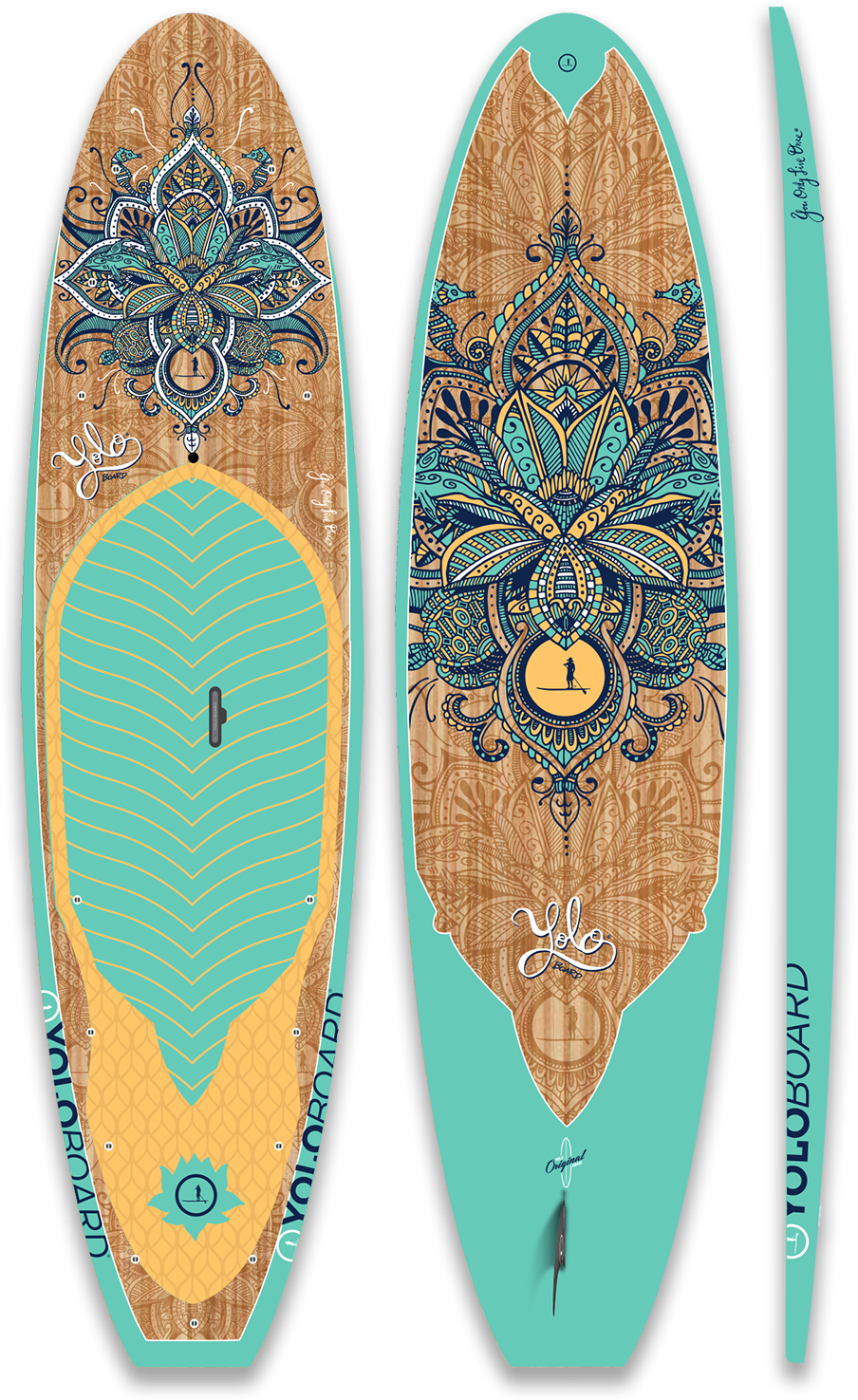 Decorative Wooden Surfboard Design PNG Image