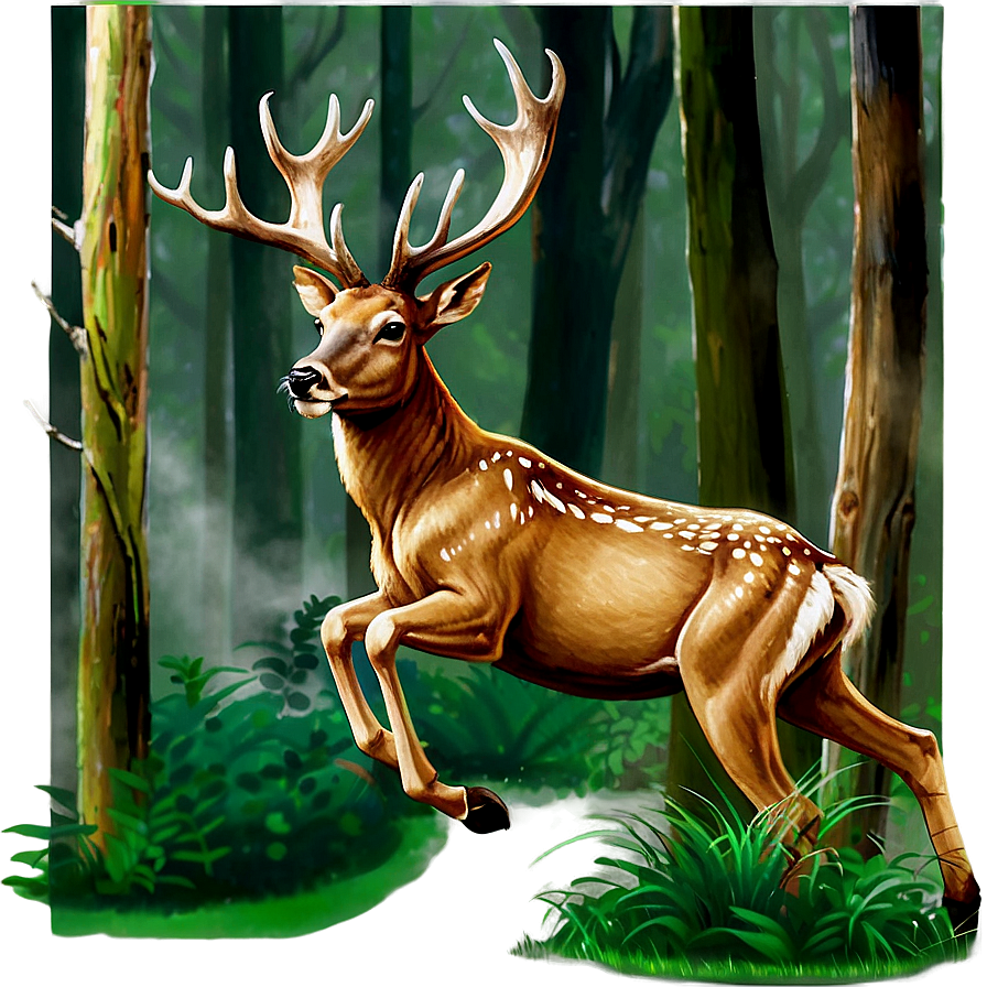 Deer Jumping Forest Png 31 PNG Image