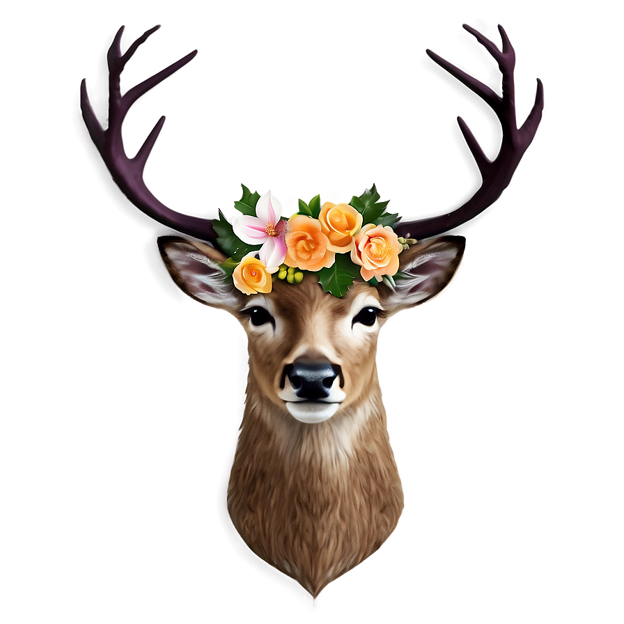 Deer With Flowers Crown Png 40 PNG Image