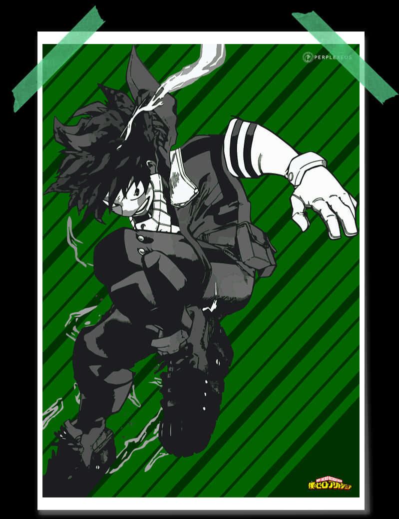 Deku Dynamic Pose Artwork PNG Image