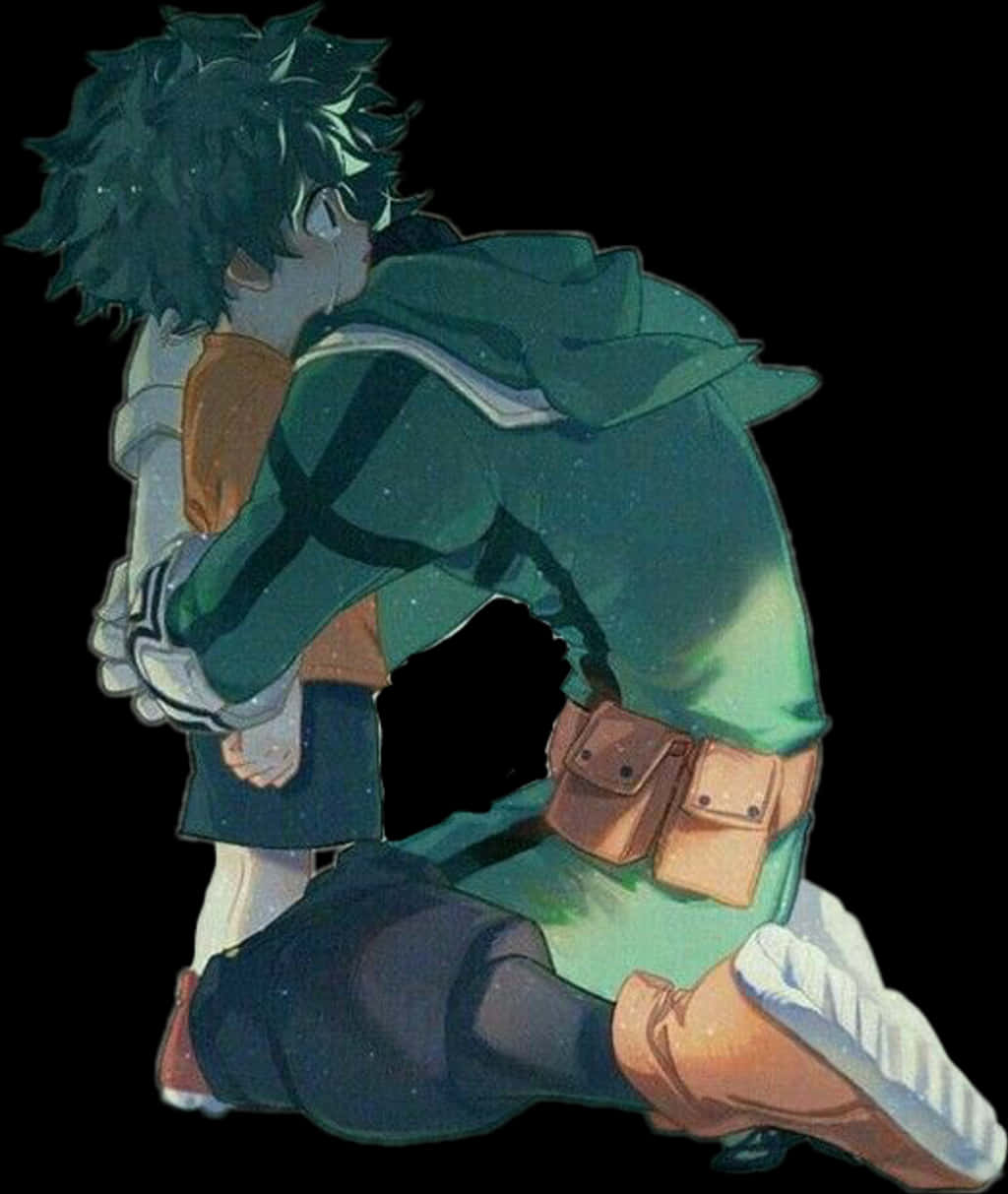 Deku Hero Costume Back View PNG Image