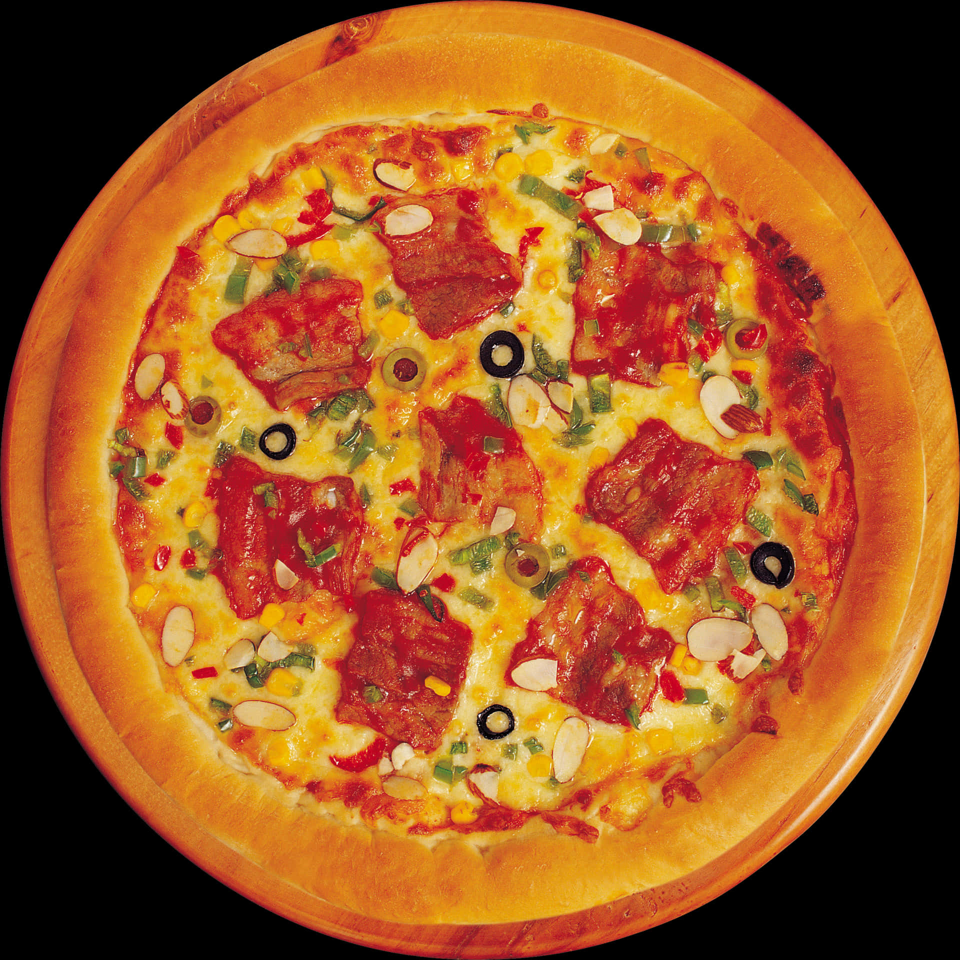 Delicious Pepperoni Pizzaon Wooden Board PNG Image