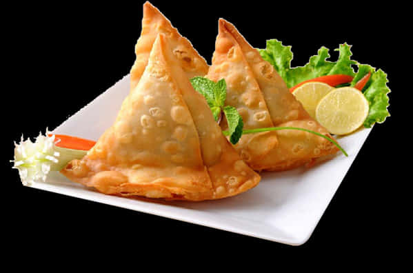 Delicious Samosason Plate PNG Image