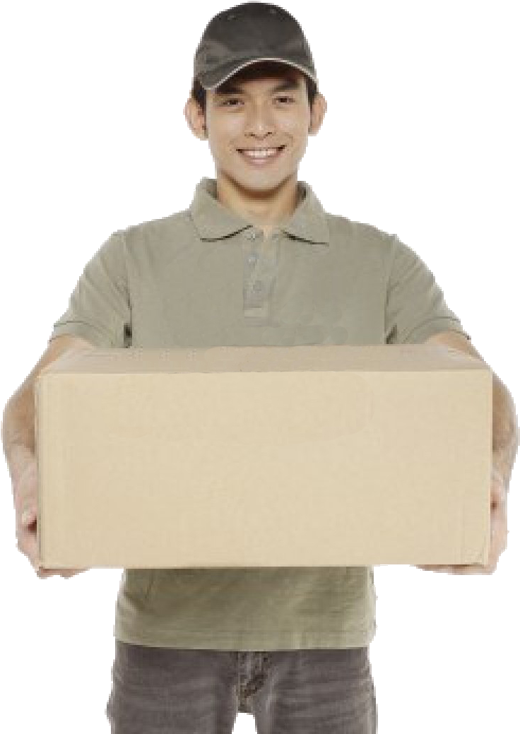 Delivery Man Holding Parcel PNG Image