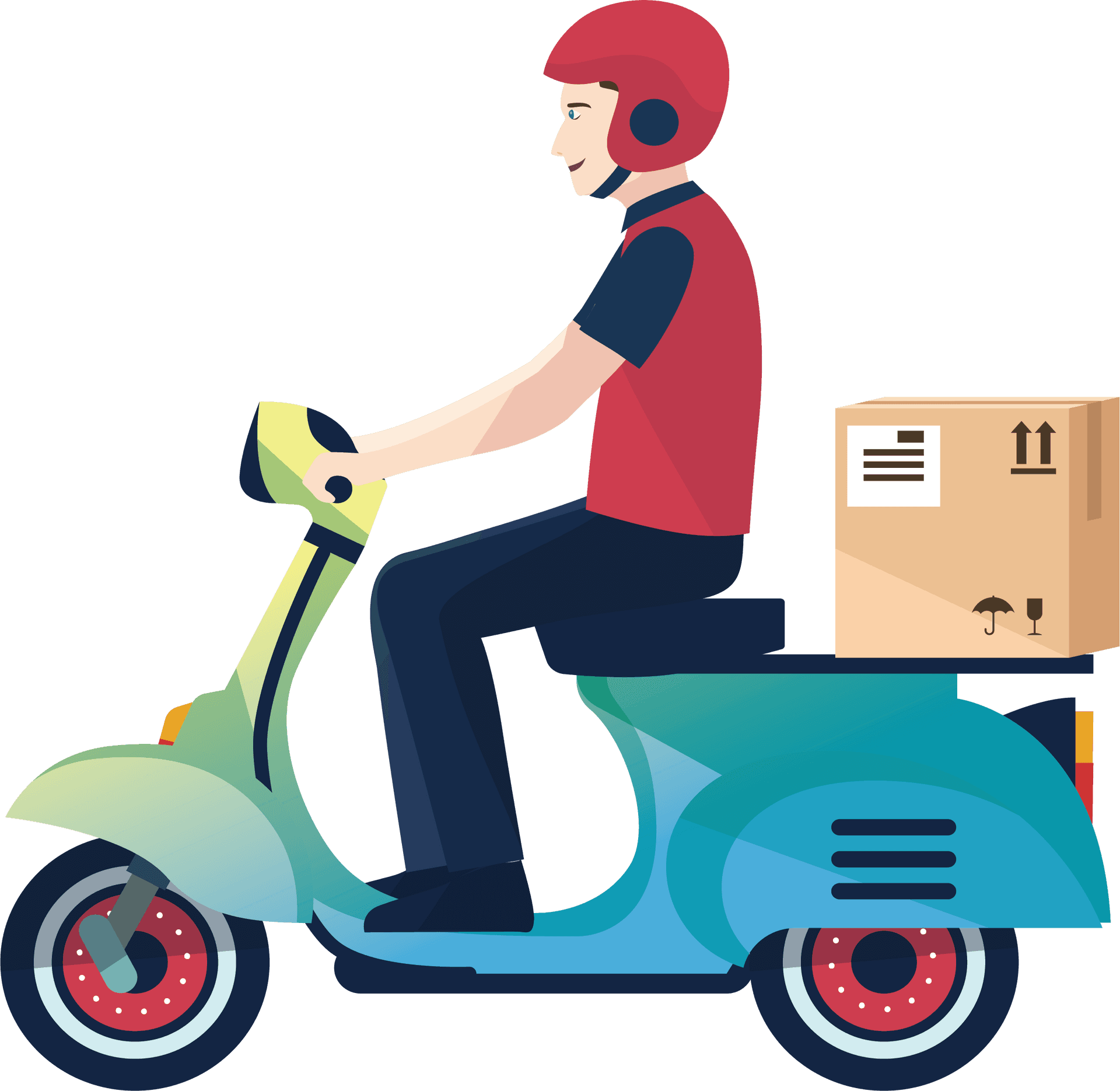 Delivery Scooter Driverwith Package PNG Image