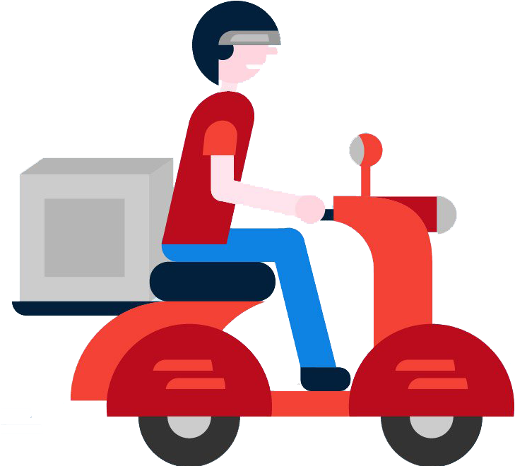 Delivery Scooter Rider Illustration PNG Image