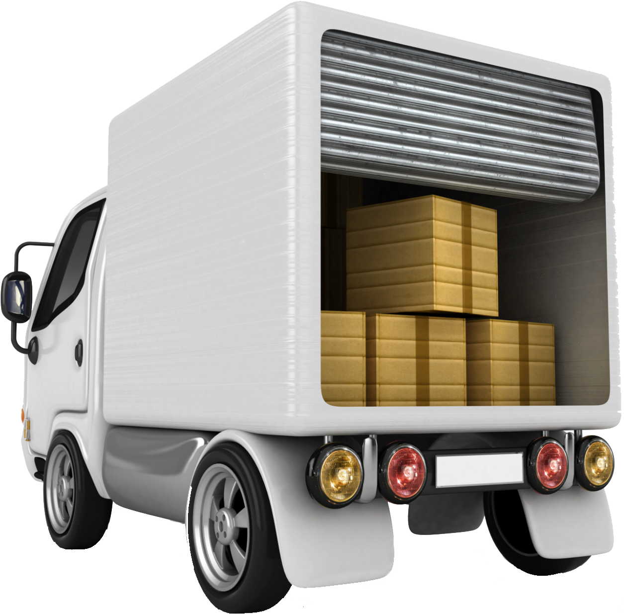 Delivery Truck Loaded With Boxes PNG Image