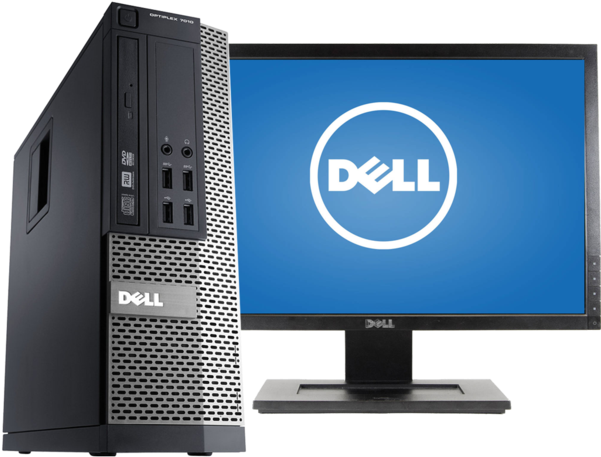 Dell Desktopand Monitor Setup PNG Image