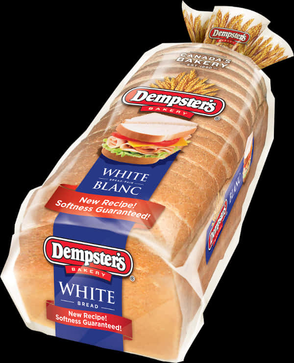 Dempsters White Bread Loaf Packaging PNG Image