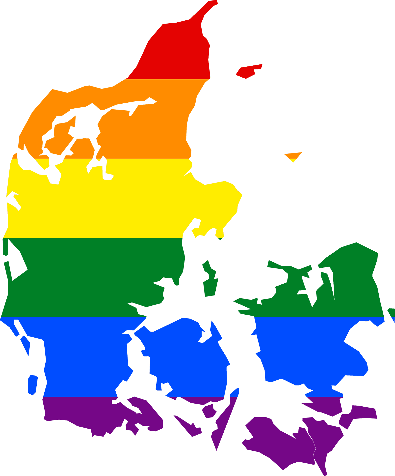 Denmark Map Rainbow Colors PNG Image