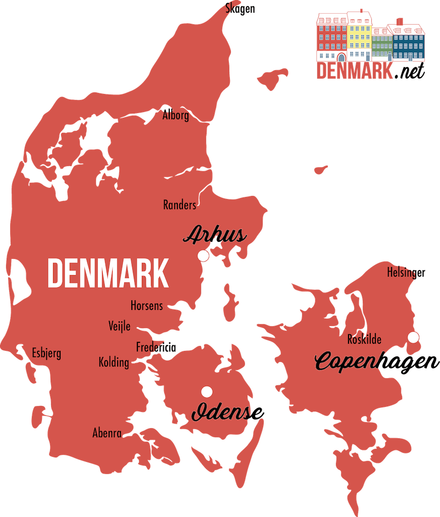 Denmark Mapwith Citiesand Landmarks PNG Image