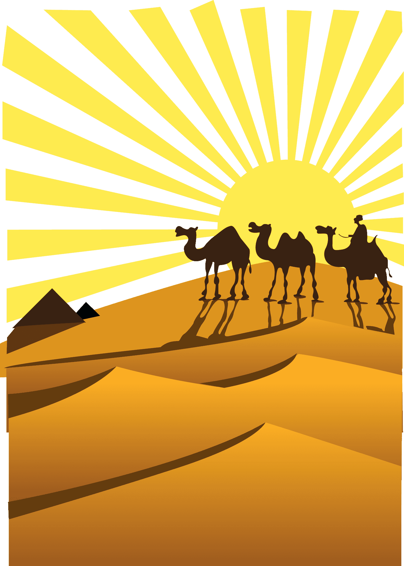 Desert Caravan Sunset Silhouette PNG Image