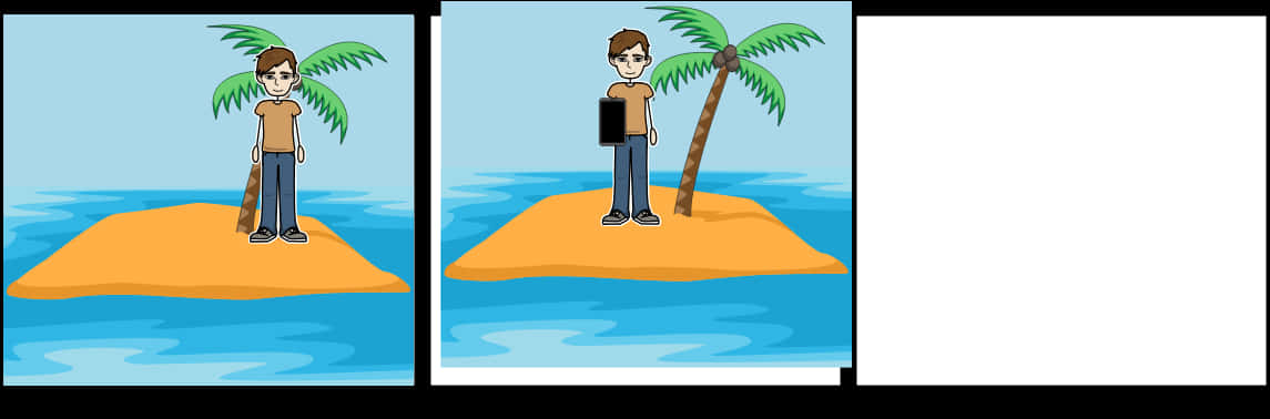 Deserted_ Island_ Cartoon_ Progression PNG Image