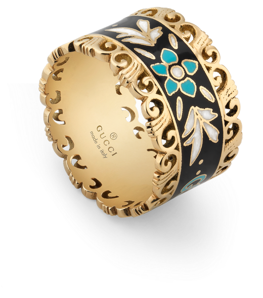 Designer Engraved Gold Black Ring Jewelry PNG Image