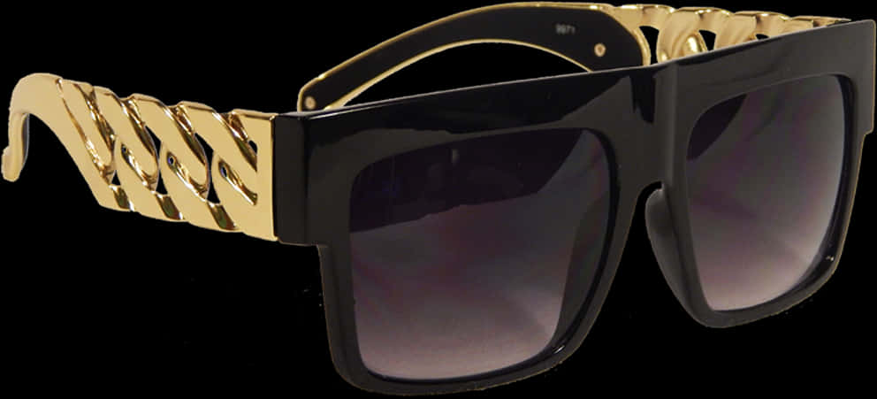 Designer Gold Accented Sunglasses PNG Image