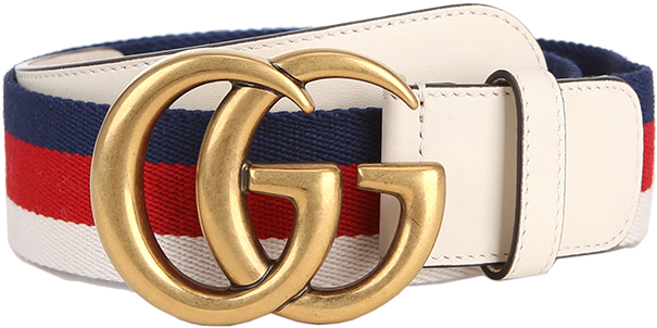 Designer Striped Beltwith Gold Buckle PNG Image