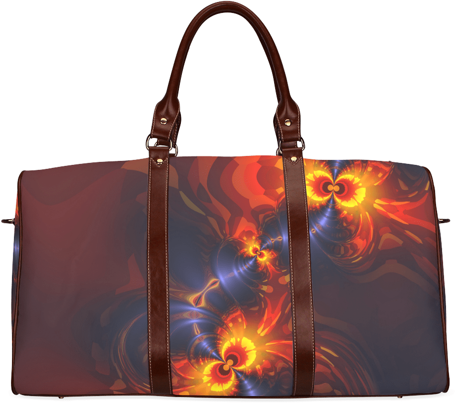 Designer Travel Bagwith Fractal Pattern PNG Image