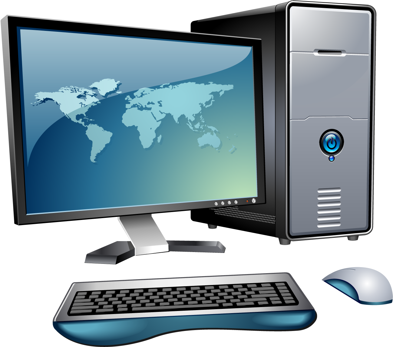 Desktop Computer Setup Vector PNG Image