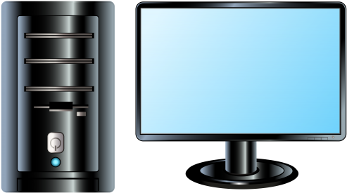 Desktop Computerand Monitor Vector PNG Image