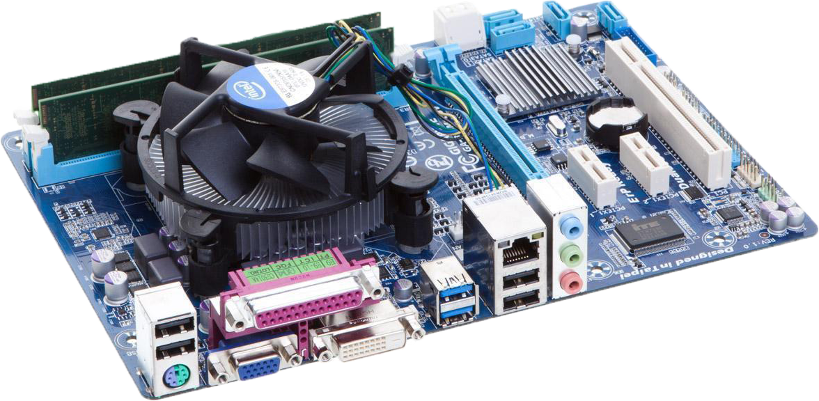 Desktop Motherboardwith C P U Cooler PNG Image