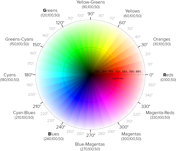 Detailed Color Wheelwith Labelsand Degrees PNG Image