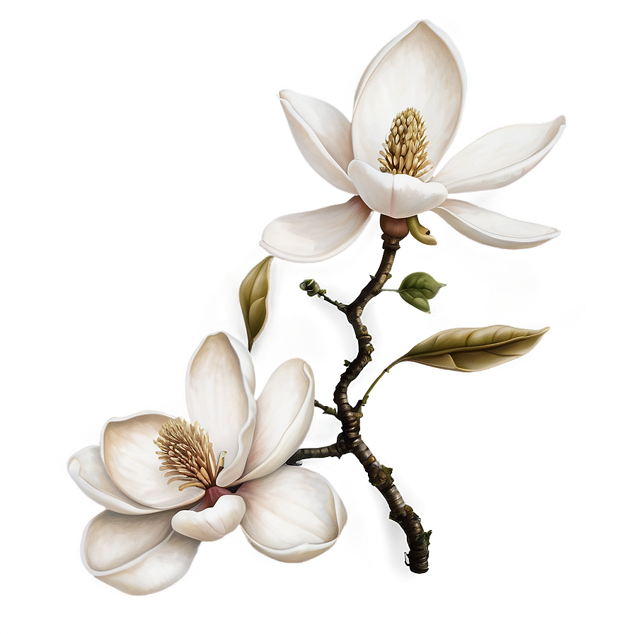 Detailed Magnolia Flower Drawing Png Vje PNG Image