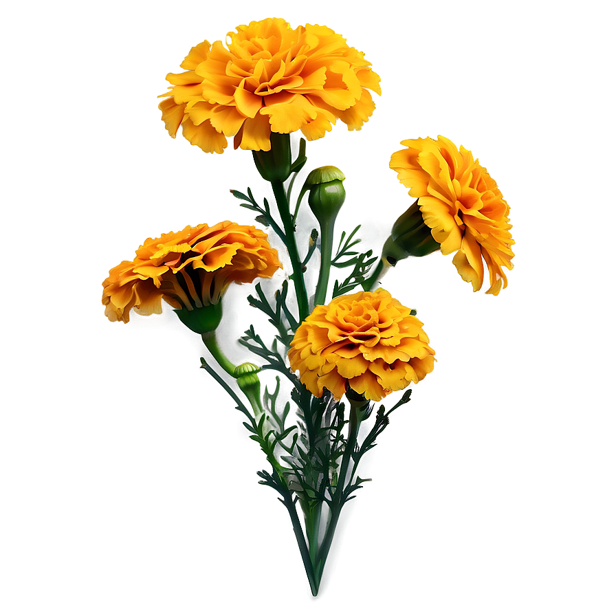 Detailed Marigolds Sketch Png 06132024 PNG Image