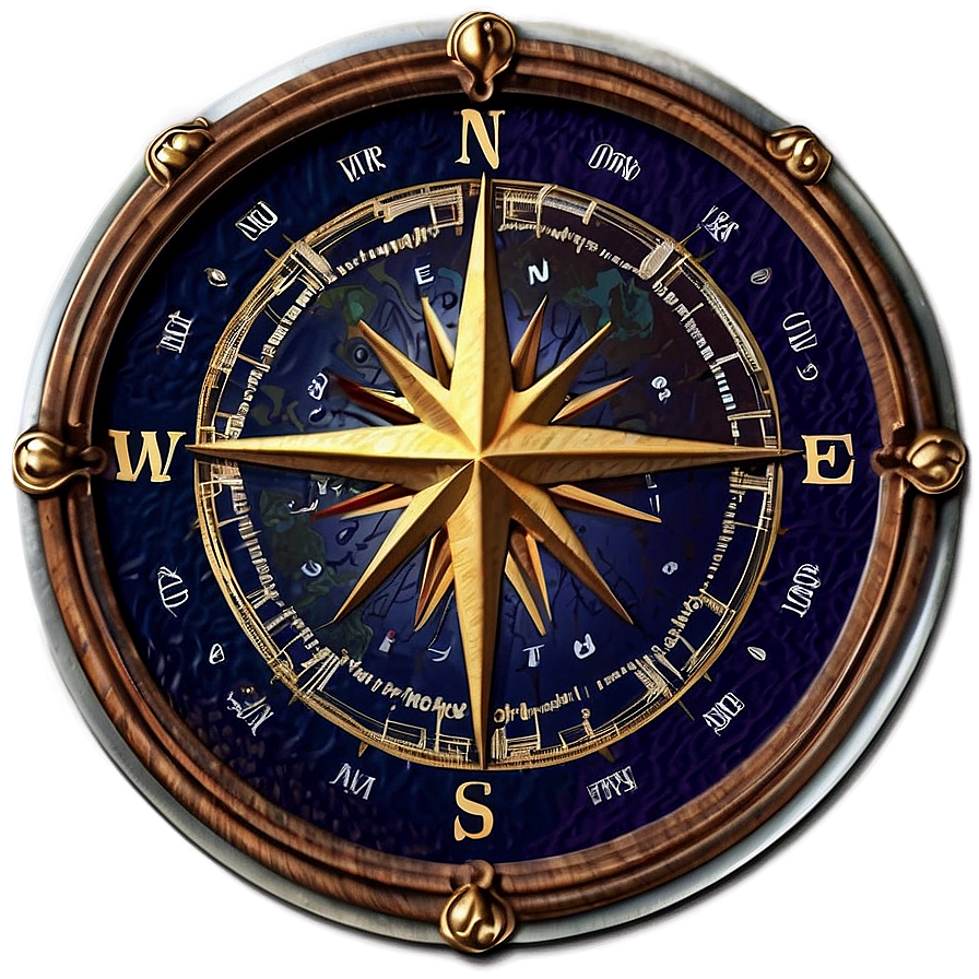 Detailed Nautical Compass Rose Png Rvo38 PNG Image