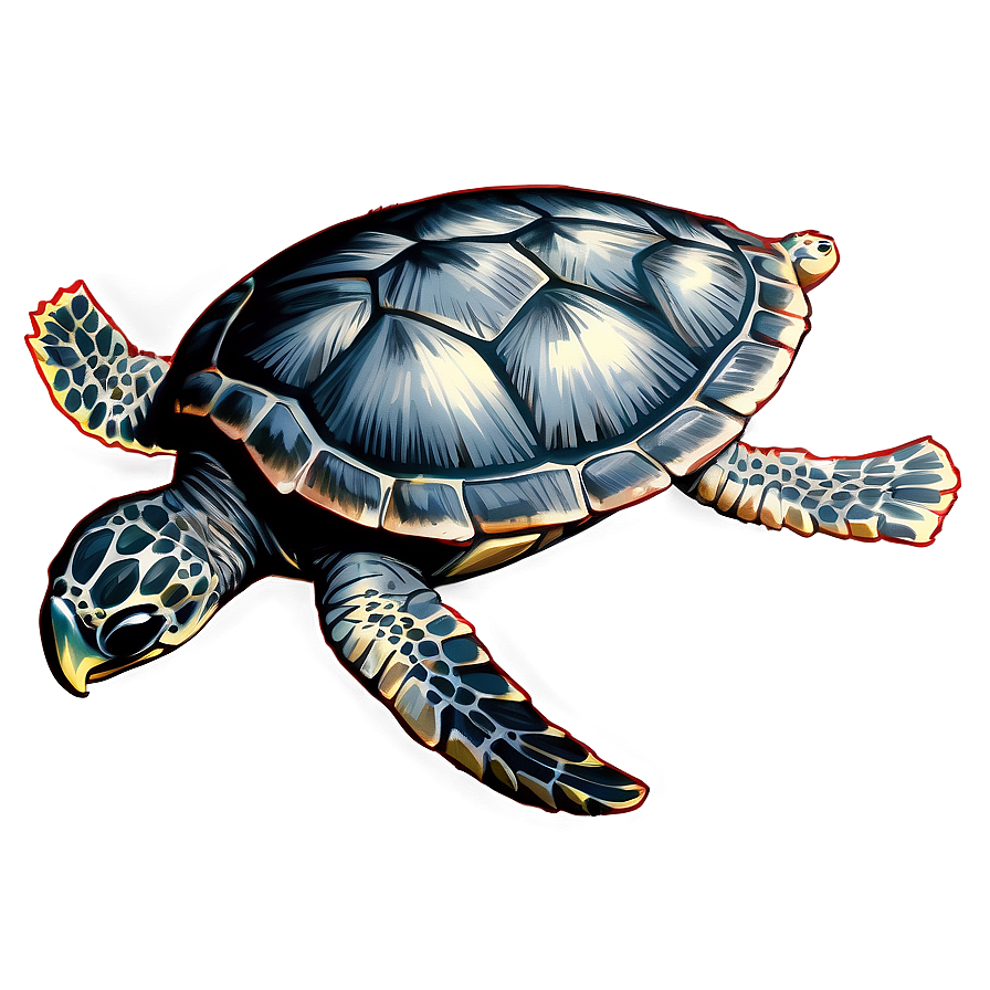 Detailed Sea Turtle Sketch Png Gwh97 PNG Image