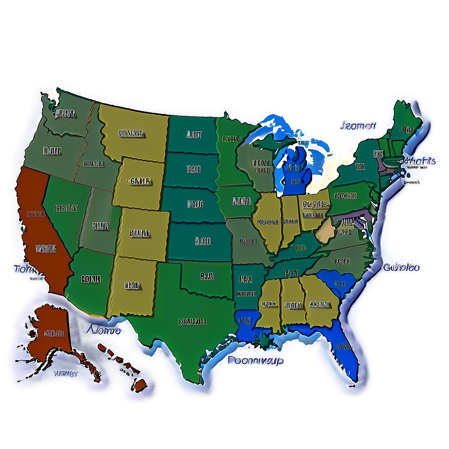 Detailed Usa Map With States Png Hkk50 PNG Image