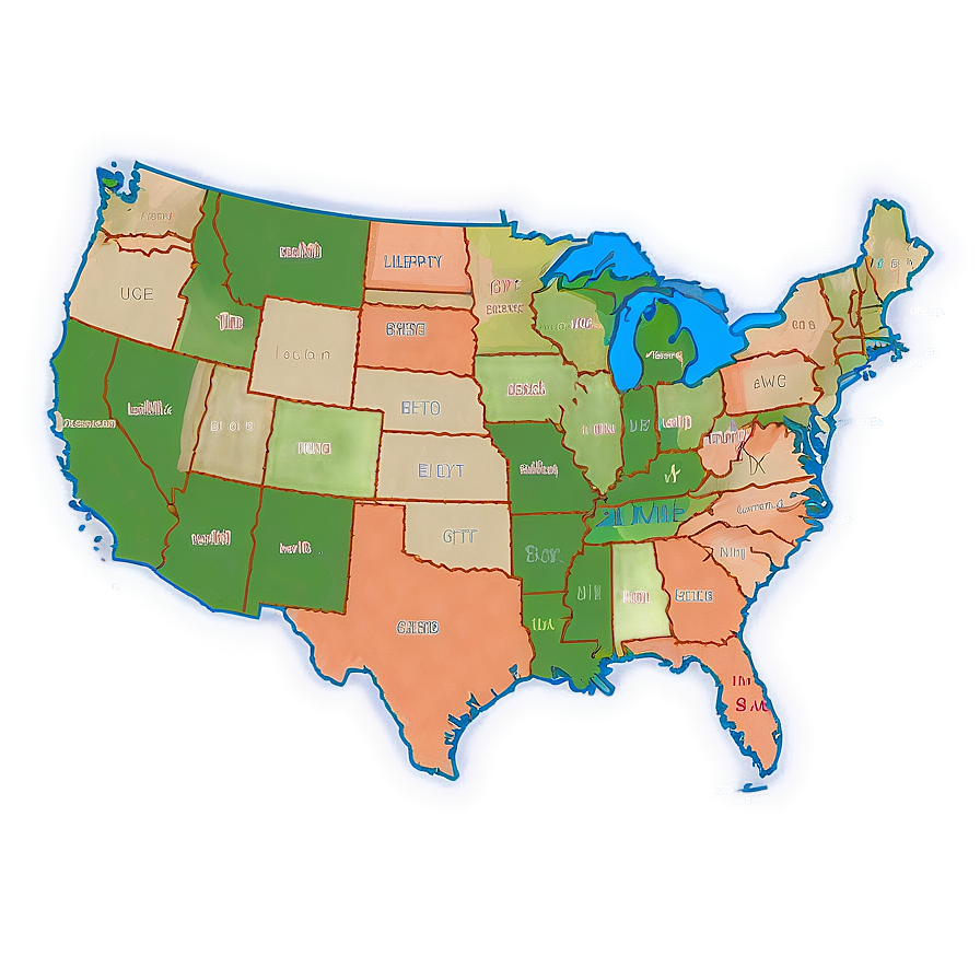 Detailed Usa States Png Nre PNG Image