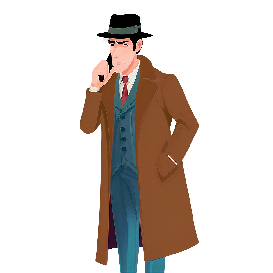 Detective And Mystery Cartoon Character Png Hjo PNG Image