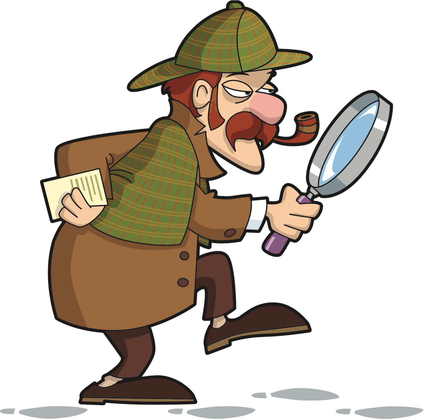 Detective Cartoon Characterwith Magnifying Glass PNG Image