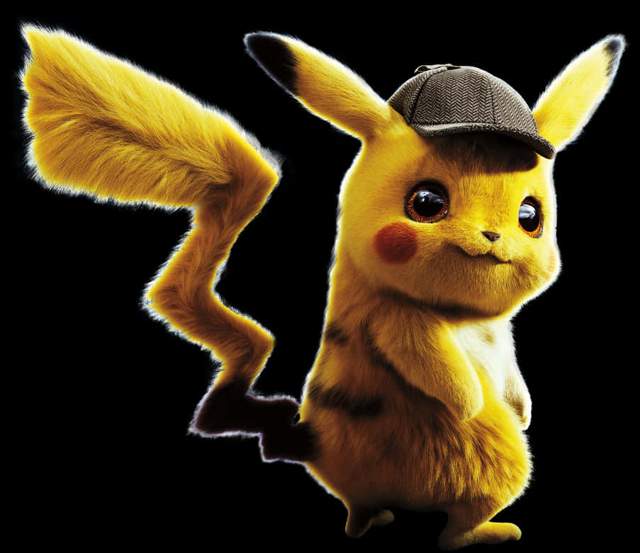 Detective_ Pikachu_with_ Cap PNG Image