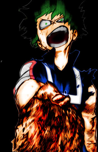 Determined Deku Anime Character PNG Image