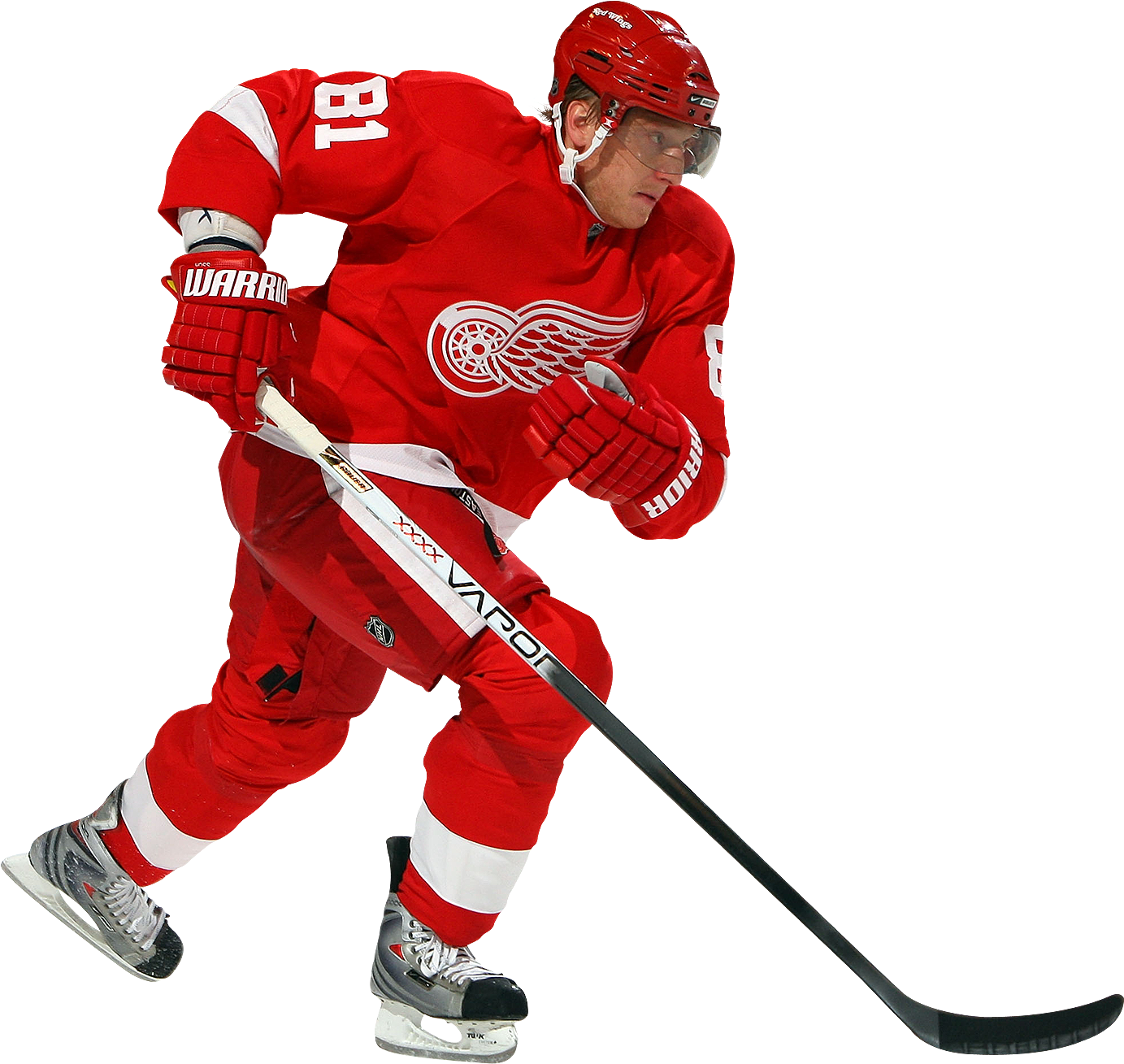 Detroit Red Wings Hockey Player Action PNG Image