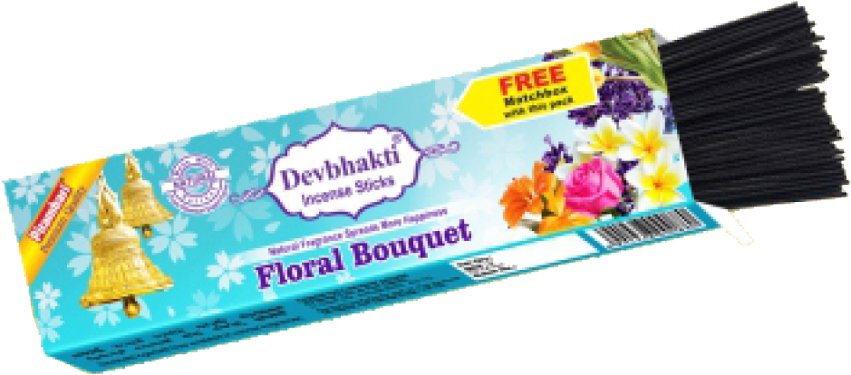 Devbhakti Floral Bouquet Incense Sticks Packaging PNG Image