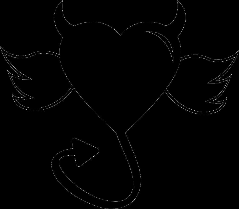 Devilish Love Heartwith Wingsand Tail PNG Image