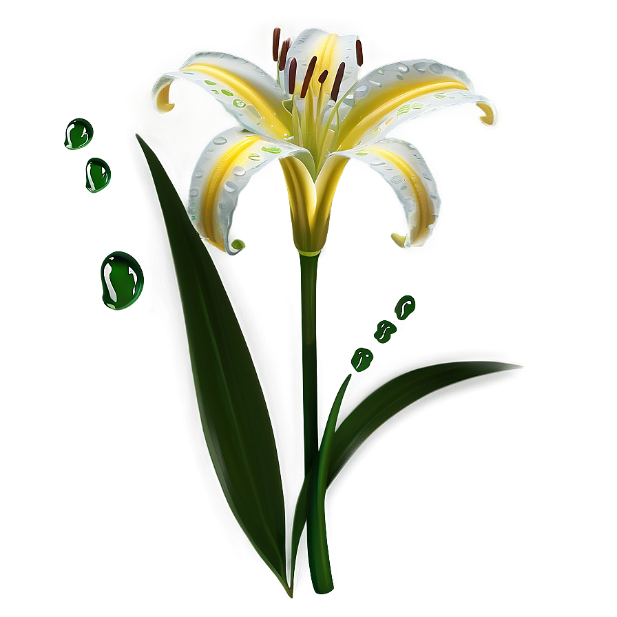 Dew On Lily Flower Png Iis PNG Image